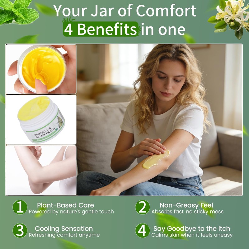1-Pack Soothing Relief Cream, Herbal Moisturizer for Sensitive Skin
