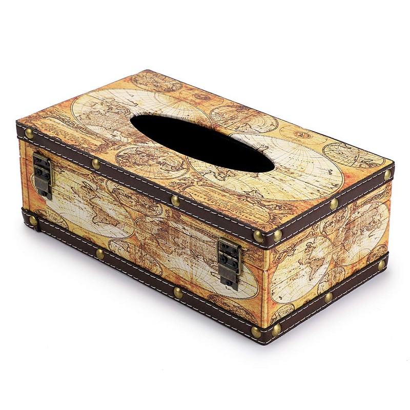 Sumnacon Retro Tissue Box Holder , Tissue Organizer Rectangular Wooden