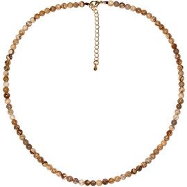 Lightock Simple 4mm Gemstones and Crystals Beaded Necklace Adjustable Choker Necklaces for Women Gifts (Picture Jasper)