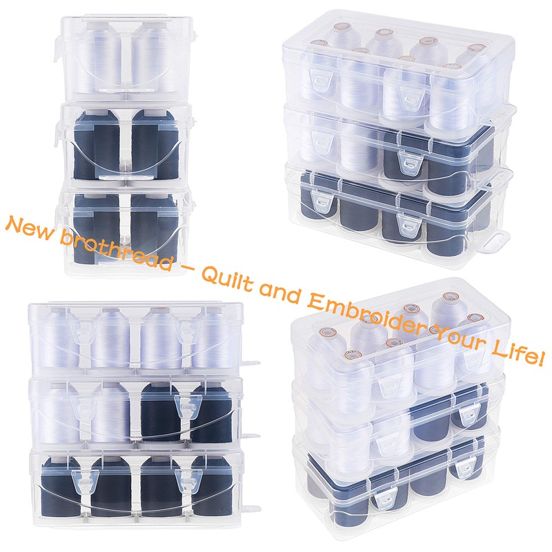 New brothread 4 White + 4 Black Polyester Sewing Machine
