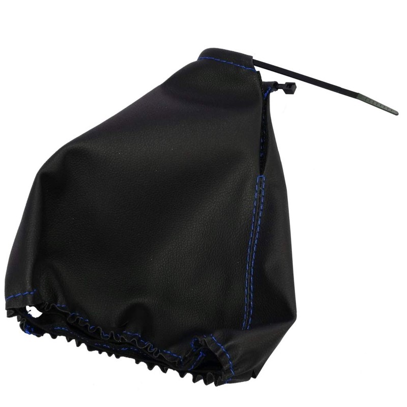 AERZETIX: Gear Stick Gaiter Faux Leather Black with Blue Stitching