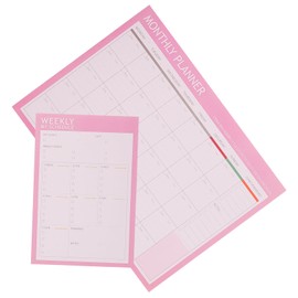 Operitacx 2pcs Weekly Monthly Planner Notepad Cute Paper Scheduling Checklist for Desk Organization for Students Professionals Easy to Write Portable Design