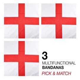 Basic Sense 3 PCS St. George Bandana Bandanna 100% Cotton Biker Flag Headwear Scarf Handkerchief Saint England Day