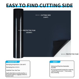 guangyintong Heat Transfer Vinyl Black HTV Rolls, 12" x 5ft Black Iron on Vinyl for T Shirts, Glossy Surface Black HTV Vinyl for All Cutter Machine Easy to Cut & Weed for Heat Vinyl DIY Design