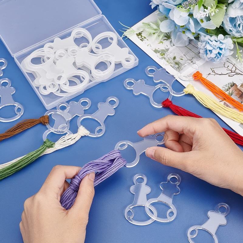 PH PandaHall 30pcs Clear Acrylic Floss Bobbins, Embroidery Floss Thread