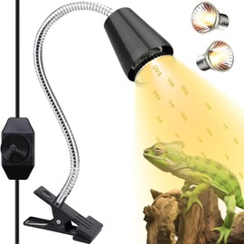 ZJNBMTFY Reptile Heat Lamp,UVA/UVB Reptile Light,360° Rotatable Clip,Turtle Heating Lamp with Clamp,Reptile Basking Light for Reptiles Bearded Dragon Turtle Snake, E27 110V