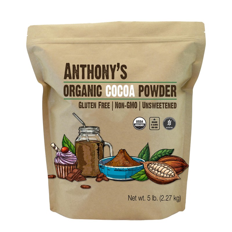 Anthony's Organic Cocoa Powder, 5 lb, Unsweetened, Gluten Free, Non