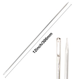 2 PCS Professional Upholstery Needle, 12'' Long Sewing Needles, Large Eye Hand Sewing Needles, with Needle Storage Tube, for Home Upholstery, Carpet, Leather, Canvas Repair Stitching