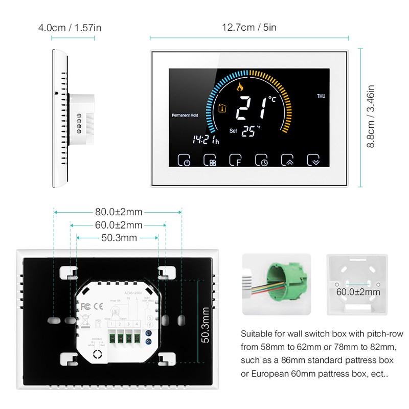 Intelligent Thermostat with LCD Touch Screen Temperature Controller for Home