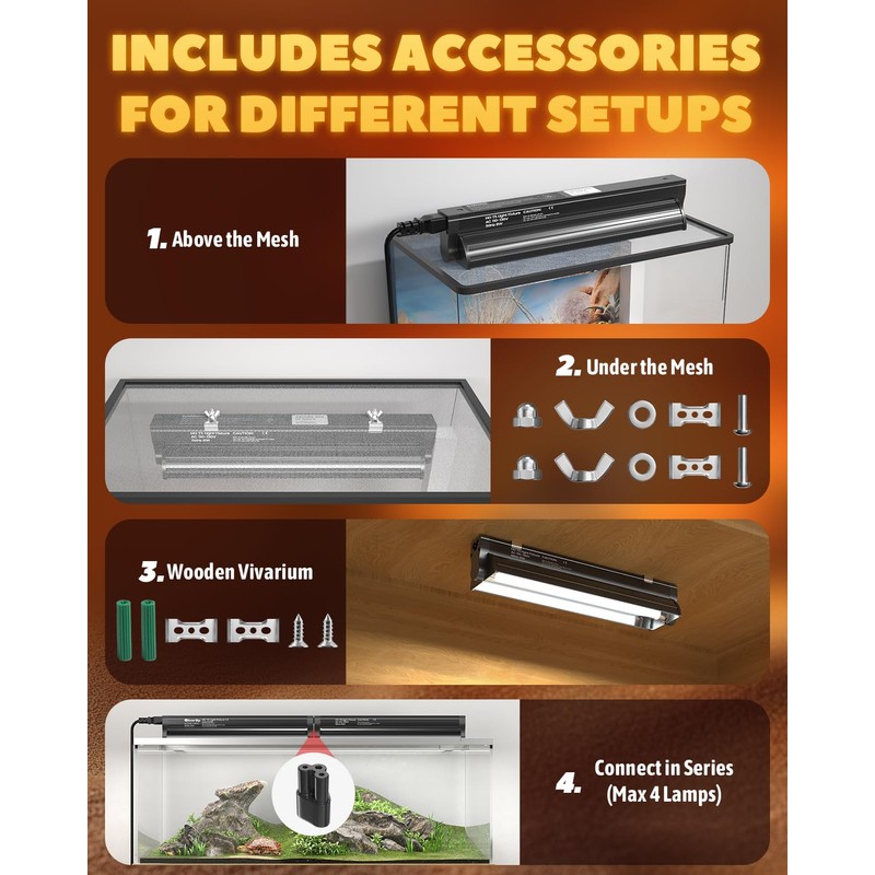 GlowUp 8W T5 10.0 UVB Reptile Light Combo Kit for