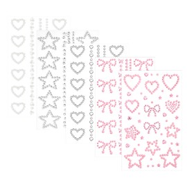 5 Sheets Face Gems Stickers Self Adhesive, Heart Face Stickers, Rhinestones Pearl, Faces Jewels for Eye Hair Body Nail
