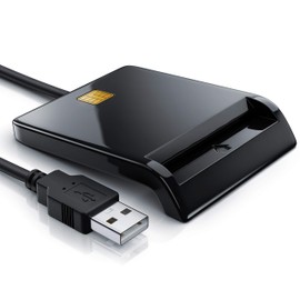 CSL - USB Chipkartenleser SmartCard Reader - Plug and Play - Power Status-LED - USB Bus-Powered - HBCI Fähig - Windows 10 11 kompatibel - schwarz Hochglanz