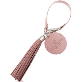 BLUE SINCERE KH2 Tassel Charm Genuine Leather Keychain with Tassel, Women's Shrink Leather, Key Ring, Key Charm, Free size