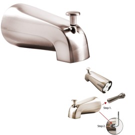 SENTO Slip On Nickel Universal Bathroom Tub Spout with Diverter, Durable Heavy Duty Metal Bathtub Faucet with Shower Diverter - 4 Inches 1/2" Copper Pipe, Satin Nickel