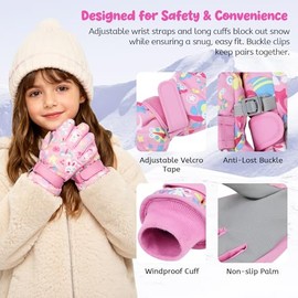 American Trends - Guantes de invierno para niños, impermeables, para niños, niñas, lindos guantes de esquí de nieve, guantes de snowboard a prueba de viento