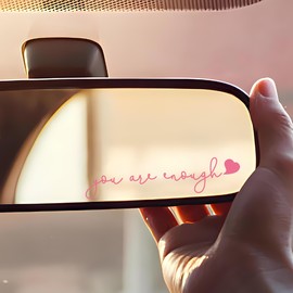 3X You are Enough Car Mirror Decal, Rearview Mirror Decal, Car Mirror Accessories, Rearview Mirror Accessories, Laptop Decals, Cute Car Stickers by Comasol (Pink)
