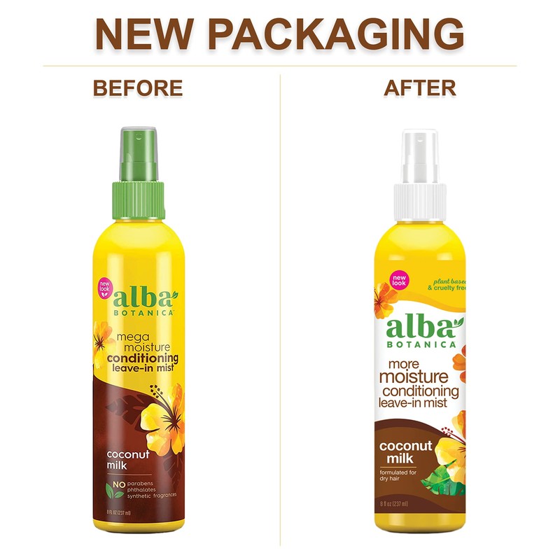 Alba Botanica Mega Moisture Conditioning Leave-In Mist, Coconut Milk, 8