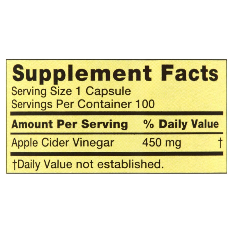 Apple Cider Vinegar 450mg. Spring Valley Apple Cider Vinegar Capsules