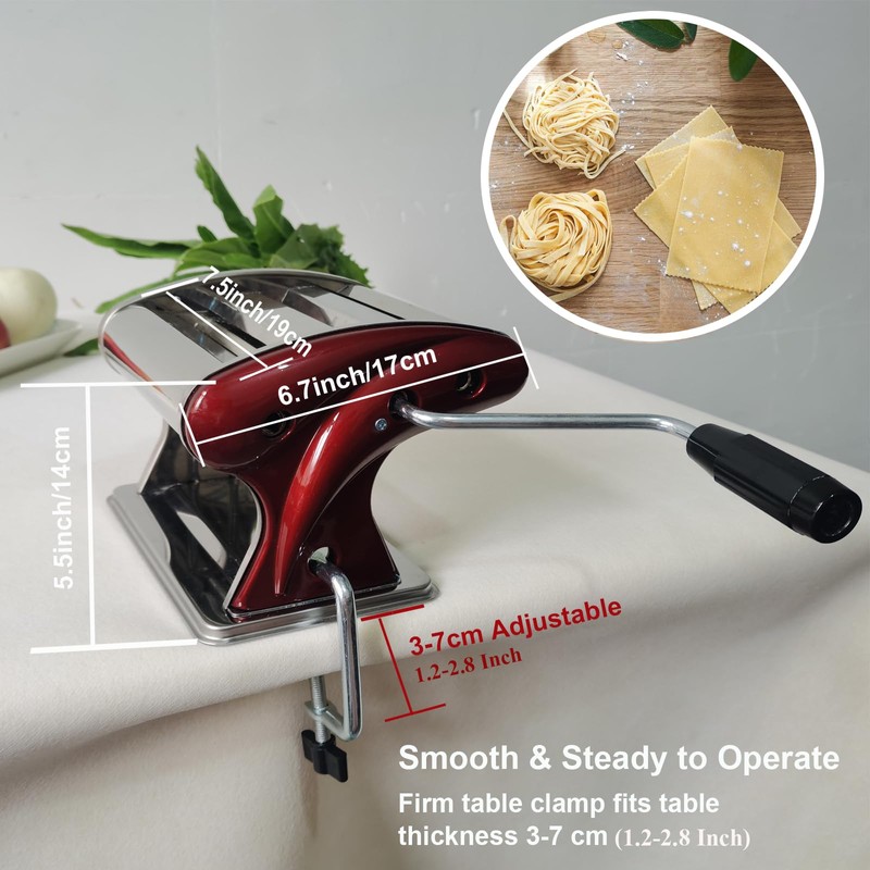 Stainless Steel Manual Noodle Maker with 2mm & 4mm Cutting