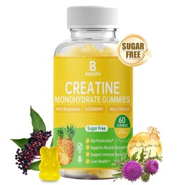Creatine Monohydrate gummies, Creatine Monohydrate Supplement ，with Magnesium，Black Elderberry ，Milk Thistle, Little Bear，Sugar-Free