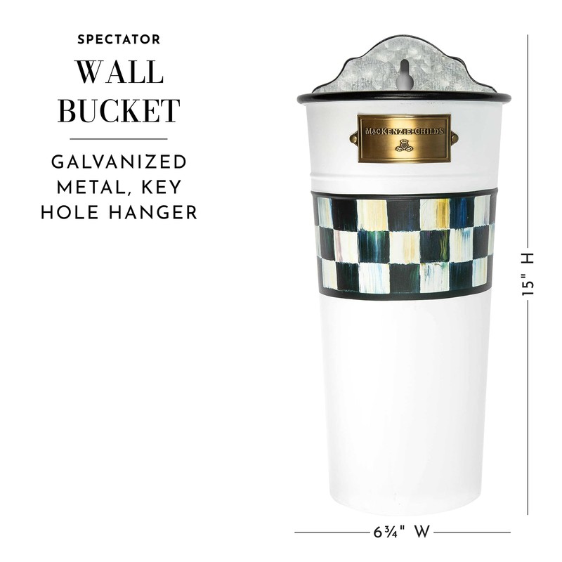 MACKENZIE-CHILDS Galvanized Wall Bucket, Metal Wall Planter, Decorative Hanging Plant