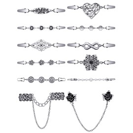 Jetec 12 Pcs Dress Back Clip Vintage Shirt Cinch Clips Sweater Cardigan Shawl Clips for Women Girls Brooch Clips(Retro Style)