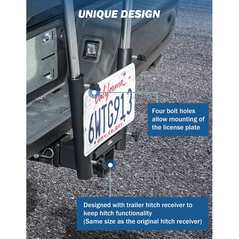 JOYTUTUS Dual Hitch Flag Pole Holder for Standard 2 Inch