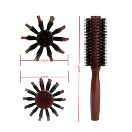 GYWHOOFT 2 Pcs Boar Bristle Brush, Boar Bristle Round Brush,Anti Static Quiff Roller Hair Brush for Men and Women, Wooden Handle Bristle Styling Brush, for Hair and Beards Modeling