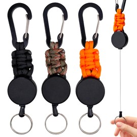 3Pcs Retractable Keychain Extendable with 65cm Extendable Steel Wire Heavy Duty Carabiner ID Card Holder