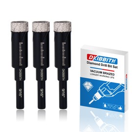3pc 9/16” Diamond Core Drill Bits Set, 14mm Tile Drill Bits for Ceramic, Porcelain, Marble, Granite, Stone, Glass w/Integrated Coolant for Dry Drilling, Round Shank & Storage Case, Precision Cutting