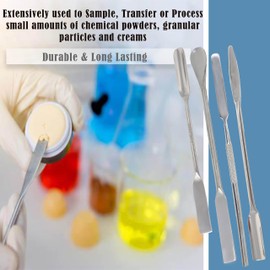 A2Z Scilab 13 Pc Lab Micro Spatula Scoop Spoon Tweezers Sampler Instrument Kit, Stainless Steel - Multi Purpose Laboratory Sampling Mixing Set with Pipette & Pump - Medical Dental Science Lab Supplies