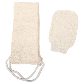 SAFIGLE 2 Pcs Back Scrubber Shower Set Exfoliating Bath Gloves Loofah Towel for Deep Cleansing Soft Material for Home Hotel Gym Use Beige