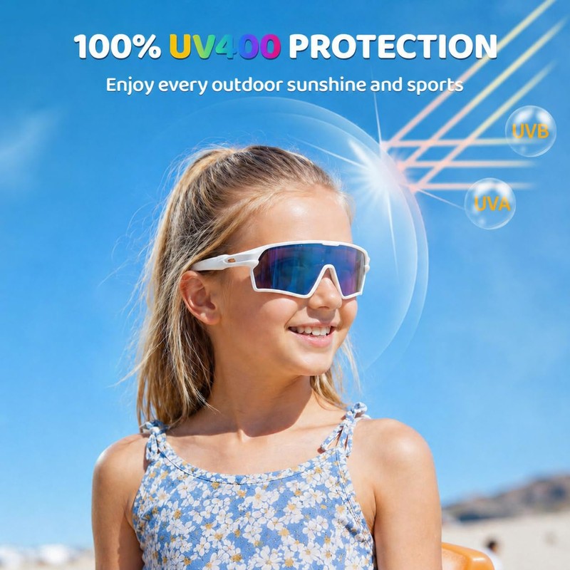 BangLong Kids Polarized Baseball Sunglasses, UV400 Sports Glasses Ages 8-16