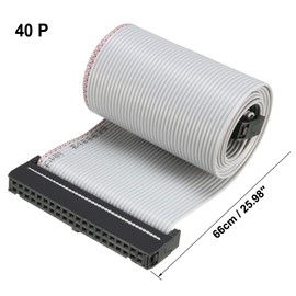sourcing map IDC Gray Wire Flat Ribbon Cable 40 Pins 66cm Length 2.54mm Pitch Type-C