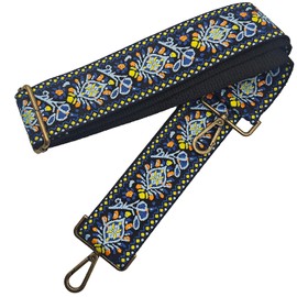 CXTAI 2inch Wide Ethnic Replacement Handbags Straps for Women Lady Girls Crossbody Purse Canvas Bag Strap (Black/Blue/Yellow)