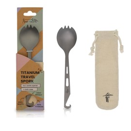 TRUETASTE® 3-in-1 Spork Titanium Spork Camping Cutlery Spork Titanium Outdoor Cutlery for On the Go Spork Titanium Titanium Cutlery Outdoor Cutlery Perfect Travel Cutlery for Camping and Adventure (1)