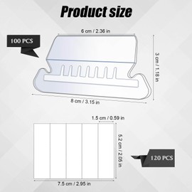 100 Pcs Hanging File Folder Tabs and 120 Pcs Blank 2inch Inserts per Pack for Quick Identification of Hanging Files, Easy to Read, Clear