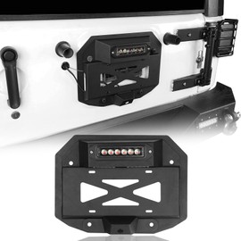 u-Box JK Spare Tire Delete License Plate Relocation Kit w/ 2x Plate Illuminate Light & Third Brake Light for Jeep Wrangler JK 2007-2018 & Unlimited