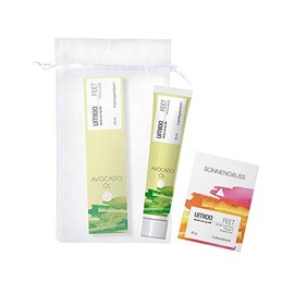 UMIDO Beauty Set 1 x 45 ml Foot Balm Avocado Oil and 1 x 20 g Foot Bath Salt with Orange & Marigold Scent in White Organza Bag, Regenerating Foot Cream, Moisturising Care for Dry and Brittle Skin, Foot Lotion Immediately Absorbent Care Cream for Healthy 