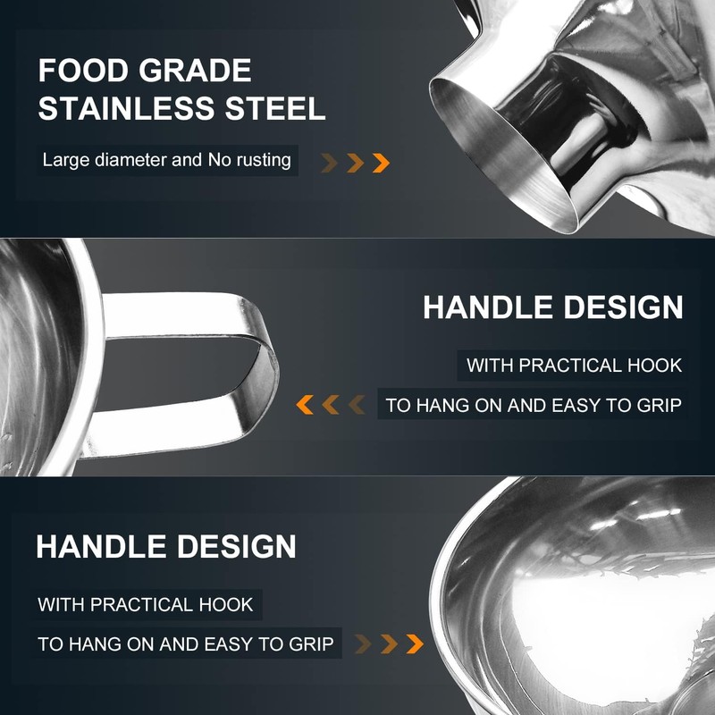Walfos 5.5 Inch and 4 inch Stainless Steel Wide-Mouth Funnel