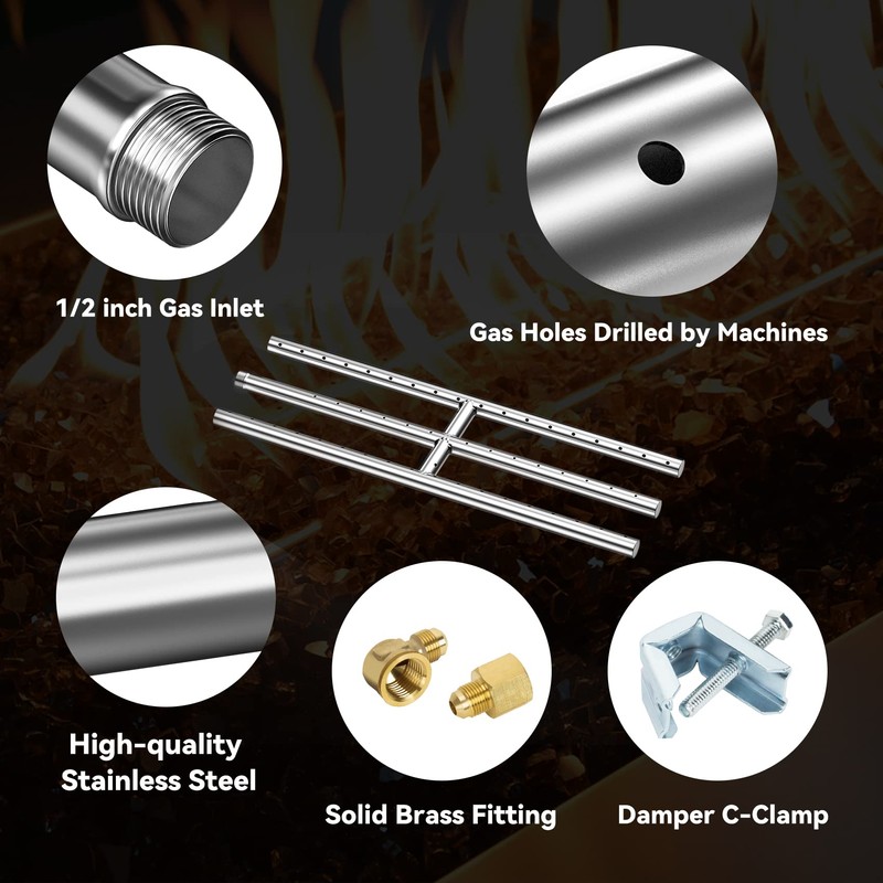 Skyflame 18" x 6" Rectangular Gas Fire Pit and Fireplace