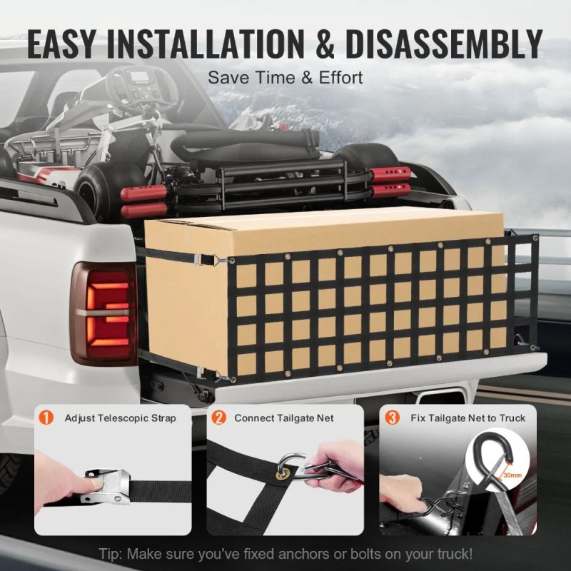 Tailgate Net, 60 in x 18 in, Heavy Duty Cargo