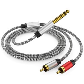 PPTVC RCA to 1/4 Cable 3FT, 1/4 TRS to RCA Y Splitter Cable, 1/4 to Dual RCA Audio Cable