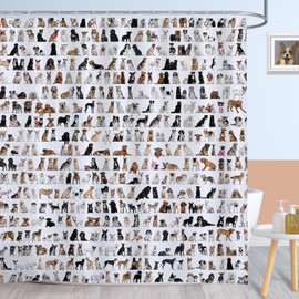 Animals Funny Dog Family Shower Curtain Lovely Puppy Pets Bath Curtain Polyester Fabric Waterproof Cute Bathroom Decor with Hooks 72" x 72"