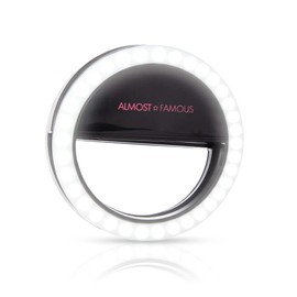 Almost Famous Spotlight Adjustable Natural-White LED Selfie Ring Light with a 3-Level Brightness for Phone, Makeup, Laptop, Tiktok, Photography, Video - (Black)