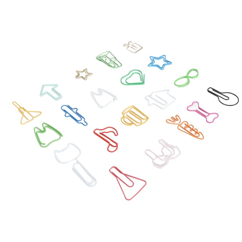 100Pcs Cute Paper Clips 20 Shapes Adorable Fun Metal Paper