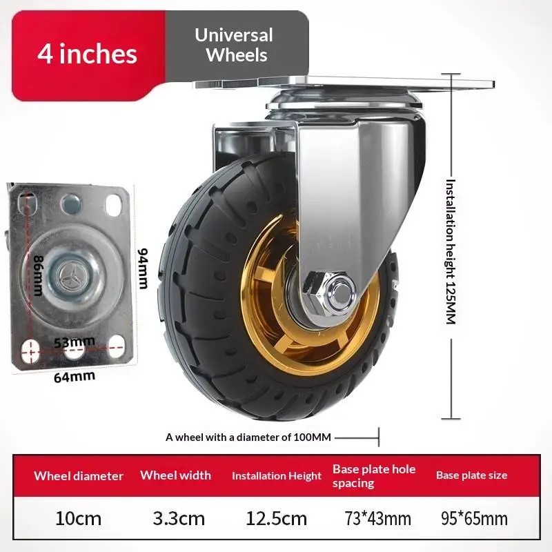 3/4-Inch Rubber Plate Caster Wheel, Swivel, Directional and Brake Options