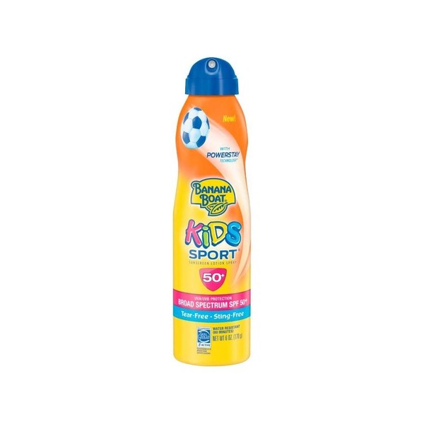 Banana Boat Kids Sport Tear-Free, Sting-Free Broad Spectrum Sunscreen Lotion Spray SPF 50+ 6oz (3Pack)