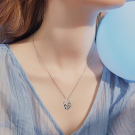 LONAGO 925 Sterling Silver Cute Animal Pendant Necklace Panda Elephant Mum Bear Rabbit Penguin Fox Necklace Jewellery, Sterling Silver