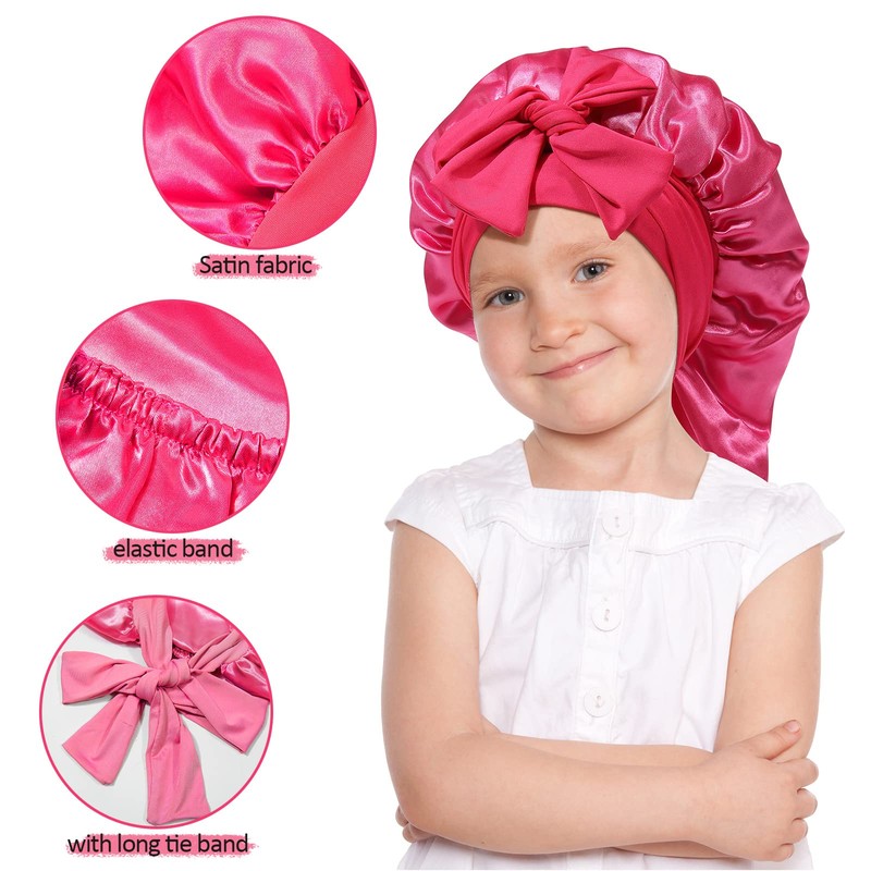 AWAYTR Long Toddler Silk Bonnet for Sleeping Elastic Satin Bonnets
